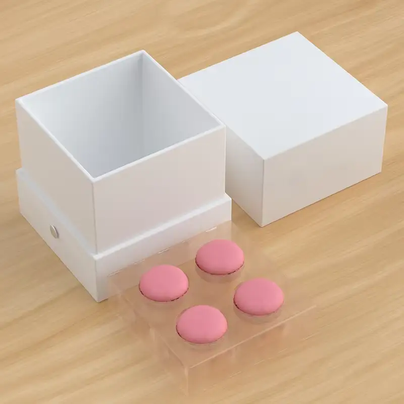 علبة هدايا ماكارون مستطيلة الشكل قابلة لإعادة التدوير وعالية الجودة، مصنوعة حسب الطلب، من الكرتون المقوى الصلب، مع بطانة إسفنجية وحشوة بلاستيكية. 1