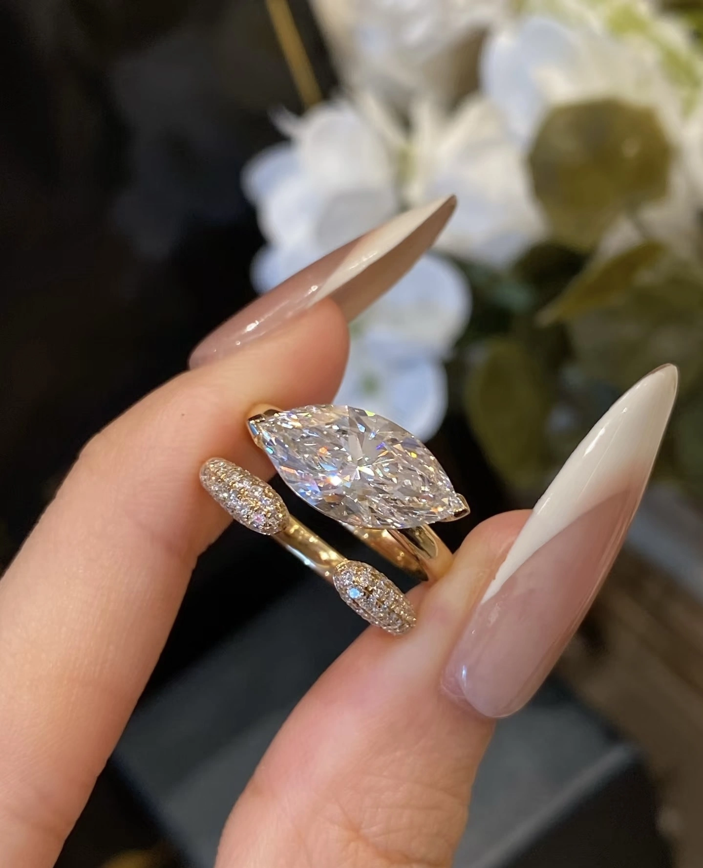 18K Custom Lab Diamond Ring 5ct Marquise Customized engagement ring Classic 2-Prong Ring CVD 1