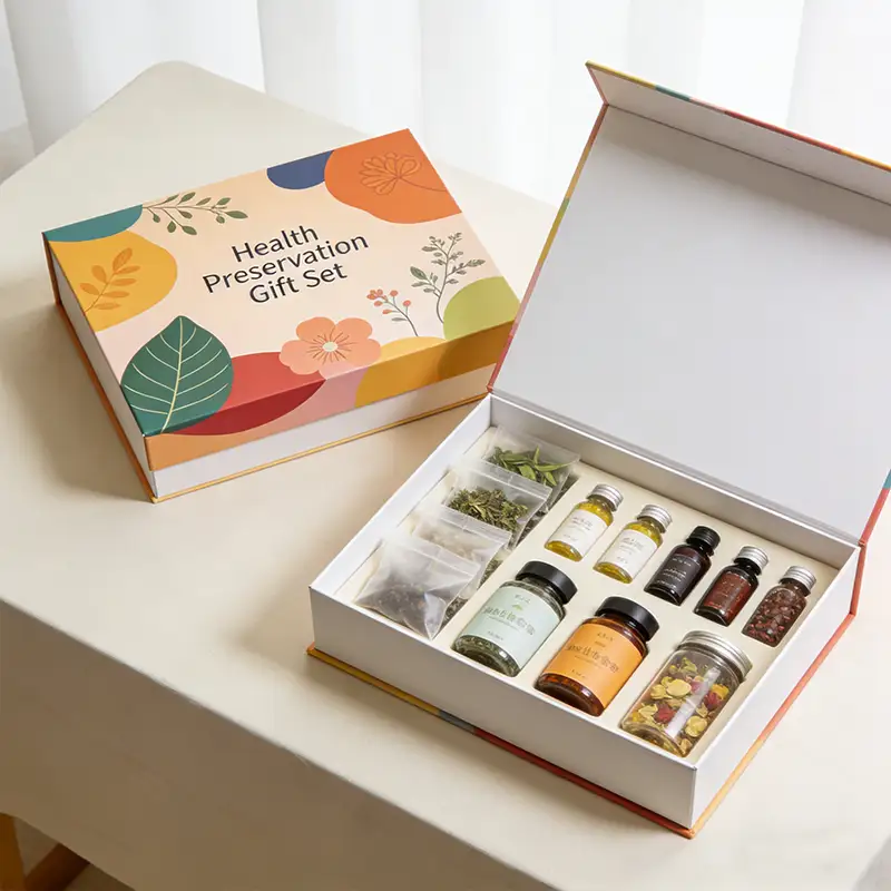 علبة هدايا فاخرة مغناطيسية، الأكثر مبيعًا، مصنوعة حسب الطلب من كرتون قابل لإعادة التدوير، تغليف ذهبي، طلاء رقائق ذهبية مقاوم للأشعة فوق البنفسجية، علبة هدايا طعام صلبة 1