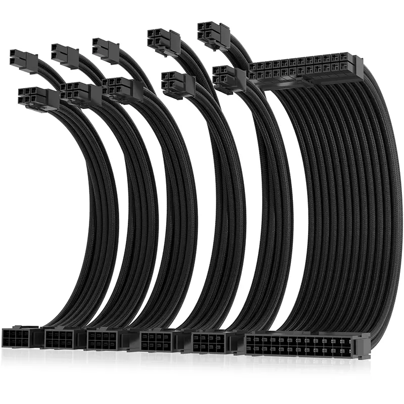 16AWG PSU Sleeved Extension Kit, 24‑pin, Dual EPS, 3×PCIe（1）