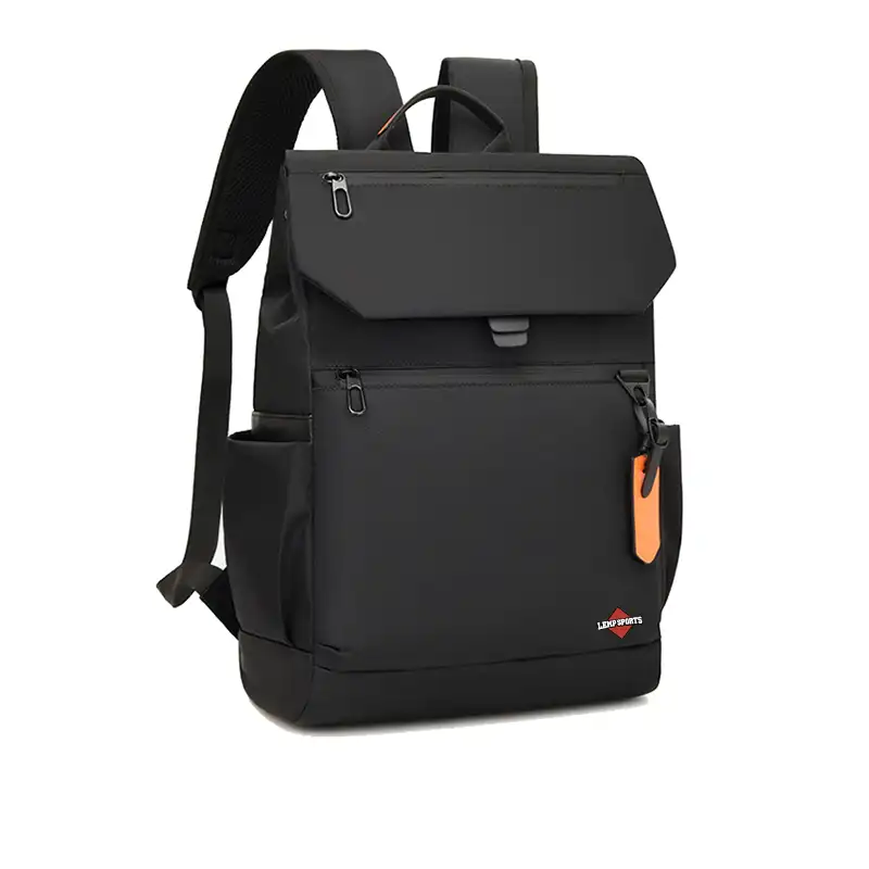 Sac à dos à rabat minimaliste avec accent orange pour les déplacements quotidiens DLP026