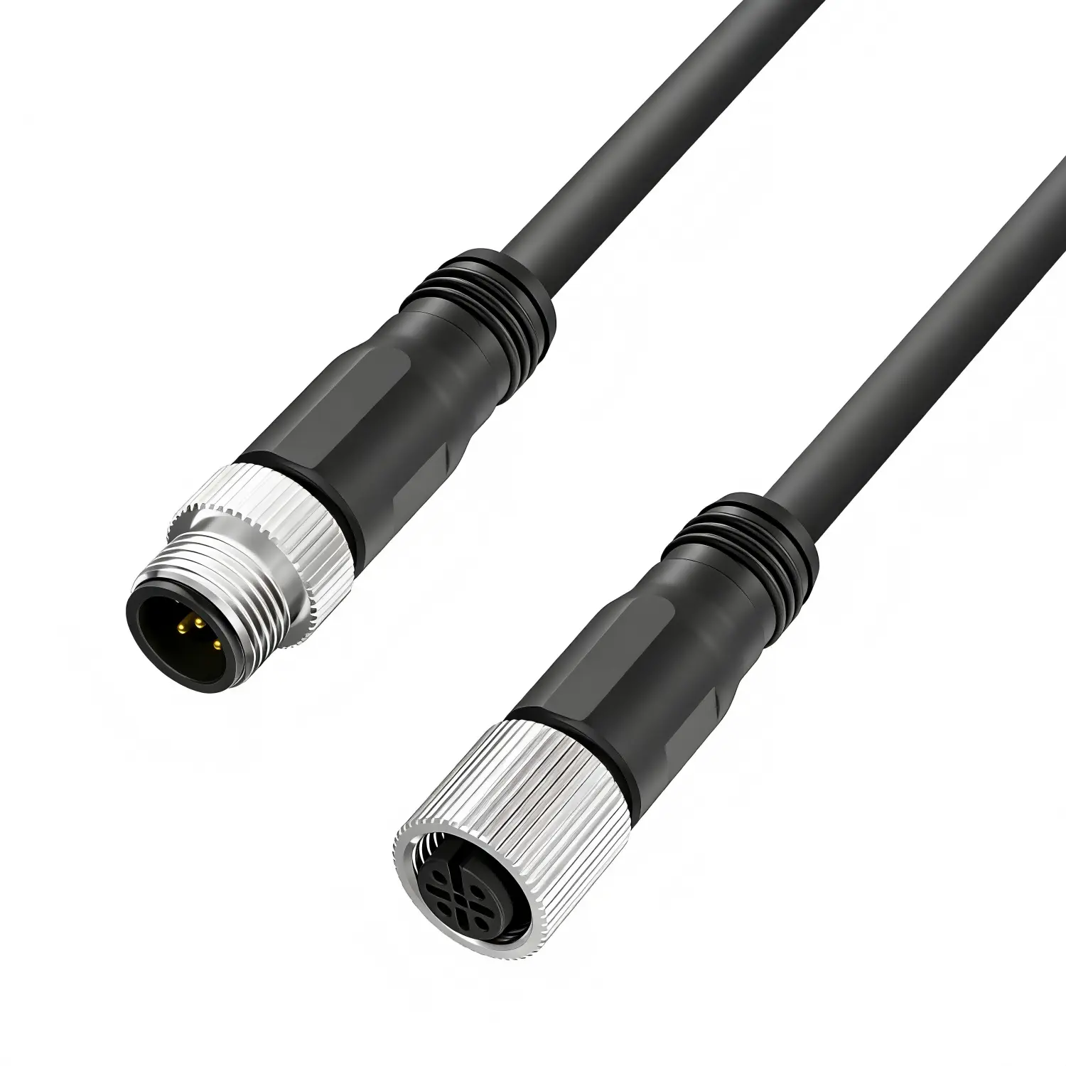 M12 A‑Code 4‑Pin Male to Female Straight Cable (1)