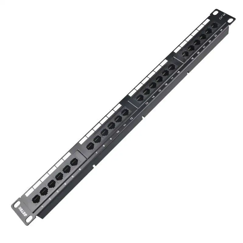 Farsince 1U 24‑Port Cat6A Shielded Patch Panel (STP), Dual Krone/110 IDC, 19 Rack‑Mount, 10G/500 MHz 1