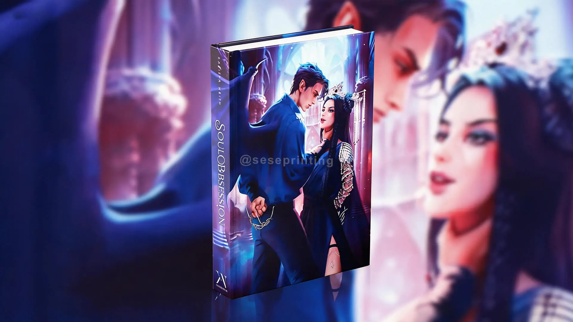 Hardcover Romance Book with Full Color Illustration Endpapers and Ribbon Bookmark 1