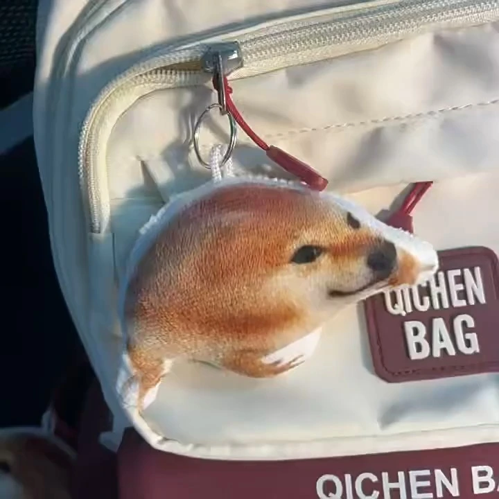 Cheems Meme Plush Keychain 8cm Soft Stuffed Charm, Running Dog Design, Ideal for Bag Decoration & Gifting 1