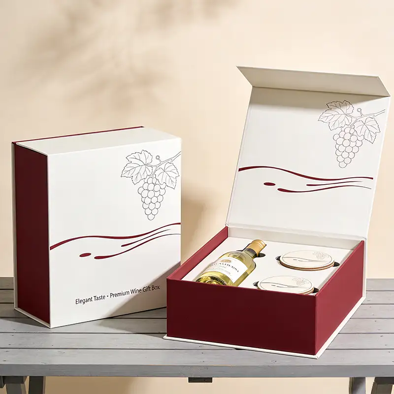 مجموعة هدايا مربعة قابلة لإعادة التدوير من ورق مقوى بتصميم "السماء والأرض"، هدية زفاف مثالية لعلبة نبيذ أحمر فاخر. 1