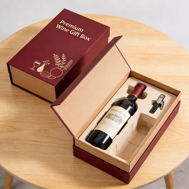 صناديق نبيذ مربعة قابلة لإعادة التدوير مصنوعة من شريط حريري صلب ومغلفة برقائق ذهبية، مثالية لهدايا الأعياد وللزجاجات. 1