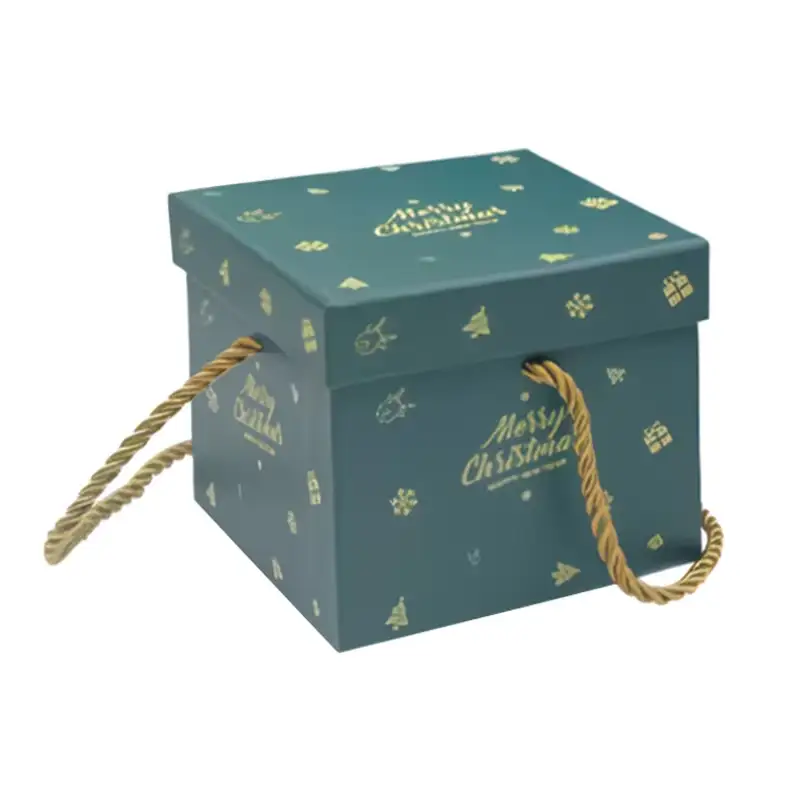 صندوق هدايا صغير محمول قابل لإعادة التدوير، مثالي لهدايا عيد الميلاد، مناسب للأطفال الصغار وليلة عيد الميلاد، مصنوع من ورق مقوى صلب لطيف. 1