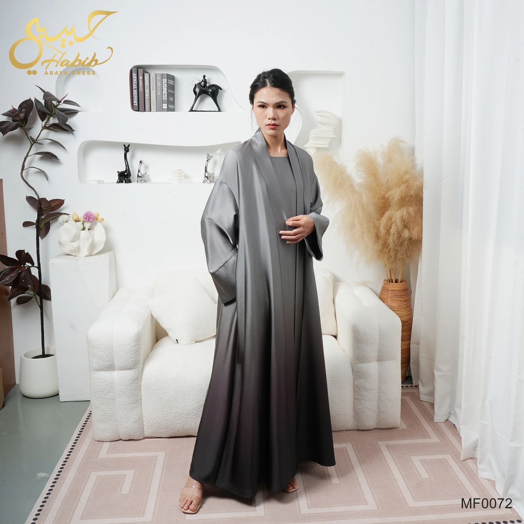 Fashion Gradient Kimono Open Abaya Set Dubai Arab 2 Pieces 1
