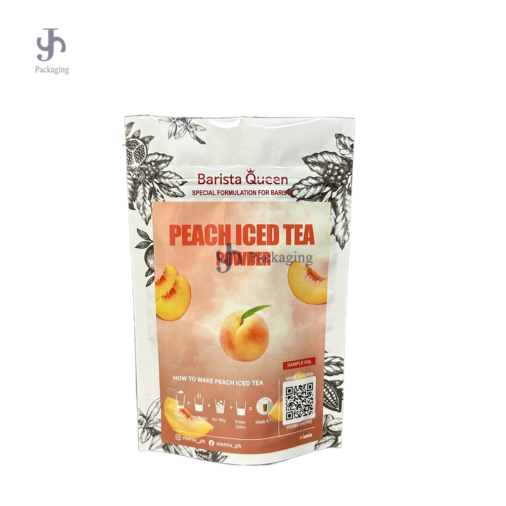 Maßgefertigte Standbodenbeutel mit Reißverschluss | Luftdichte Aluminiumfolienbeutel für Getränkepulver 1