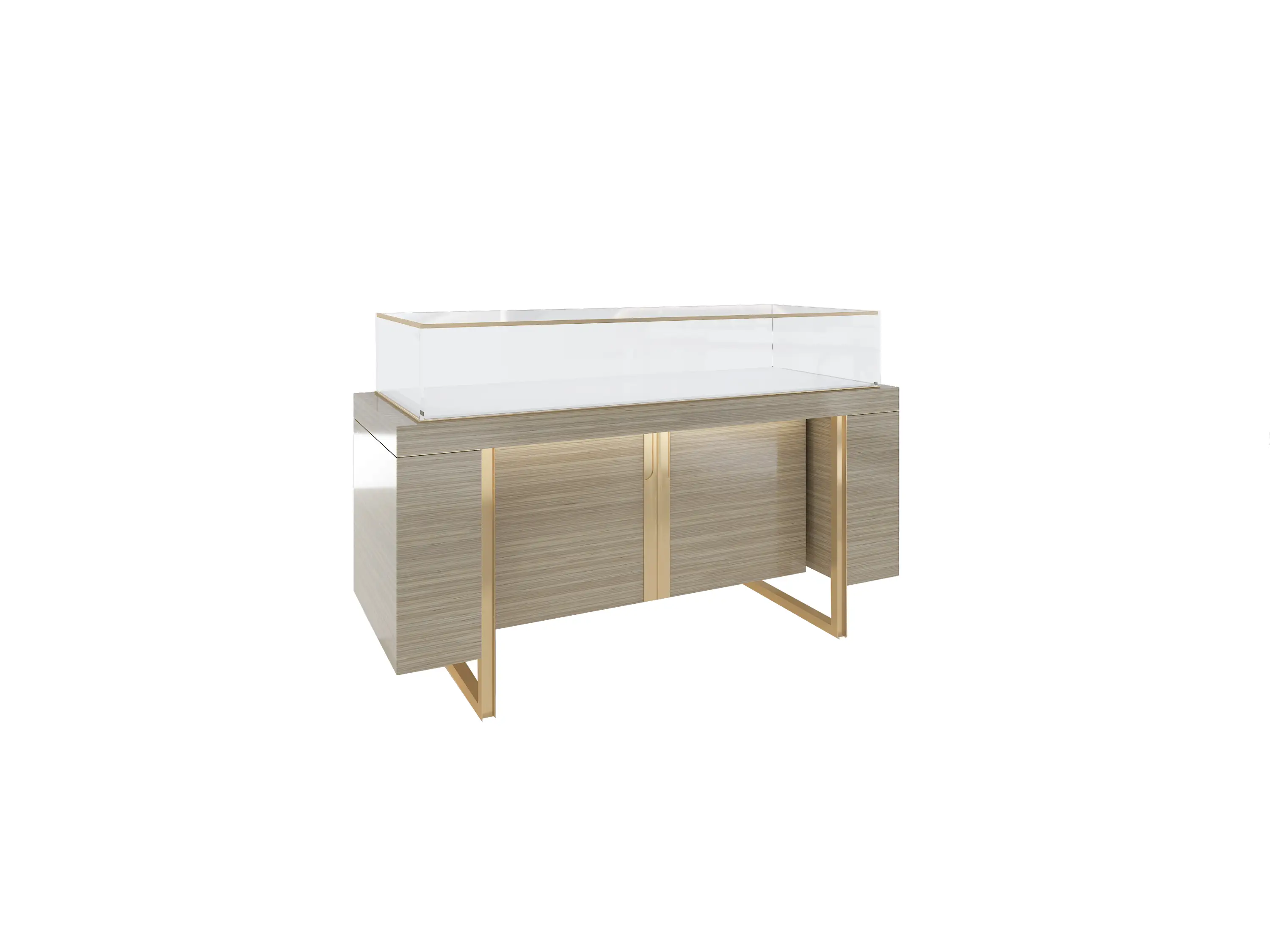 Vitrine commerciale pour bijoux, finition bois clair 1