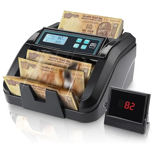 Huaen H-307 Bill Counter, 1100 Bills Per Minute Speed | UV/Magnetic/Infrared/Counterfeit Detector, Suitable for Counting Rupees, Cash Counting Machine with LCD Display, [Value Counting] 1