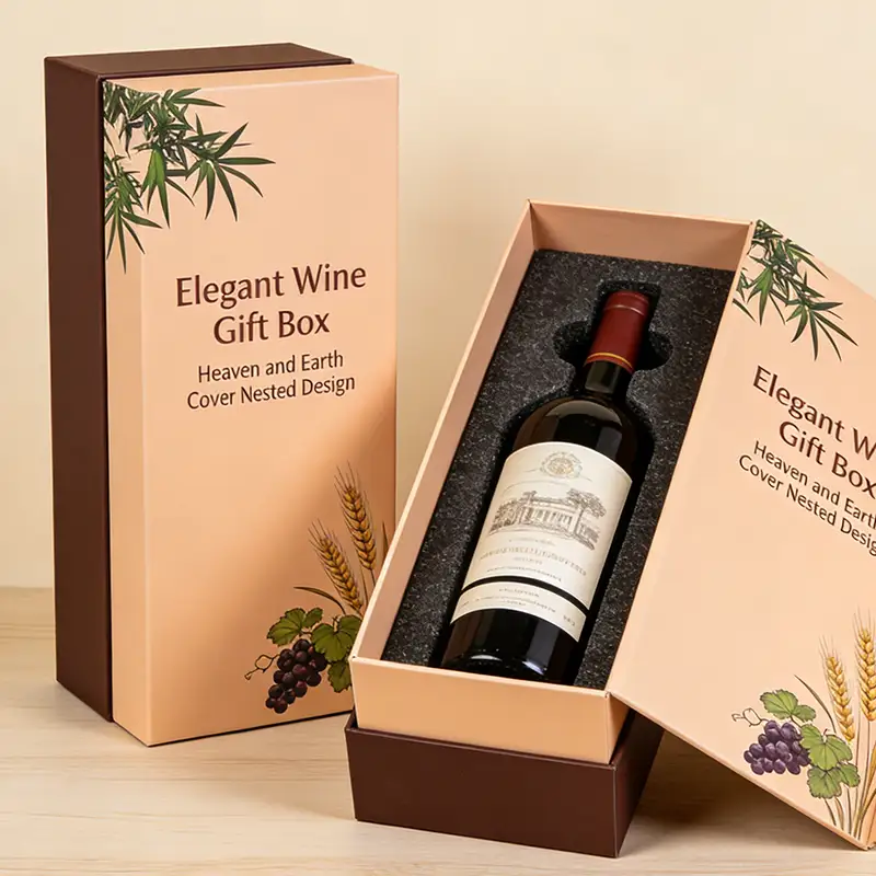 علبة نبيذ أحمر فاخرة قابلة لإعادة التدوير، مربعة الشكل، قابلة للطي، مزودة بإغلاق مغناطيسي، مغلفة بطبقة لامعة غير لامعة، ومزينة بنقوش بارزة، مثالية لظلال العيون. 1