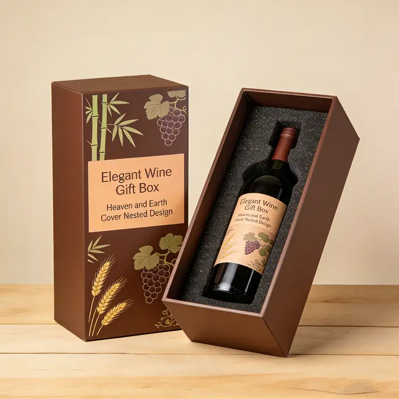 صناديق نبيذ فاخرة قابلة لإعادة التدوير عالية الجودة، مصنوعة من ورق مقوى بشعار مخصص، مزودة بإغلاق مغناطيسي وطلاء مقاوم للأشعة فوق البنفسجية. 1