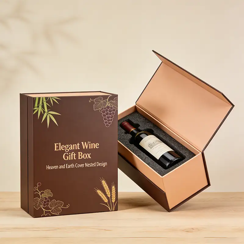 صندوق كتب أبيض صلب مغناطيسي، مصنوع من مواد قابلة لإعادة التدوير، مغلف بطبقة لامعة غير لامعة، مناسب لتغليف هدايا العطلات، صندوق نبيذ من الورق المقوى 1