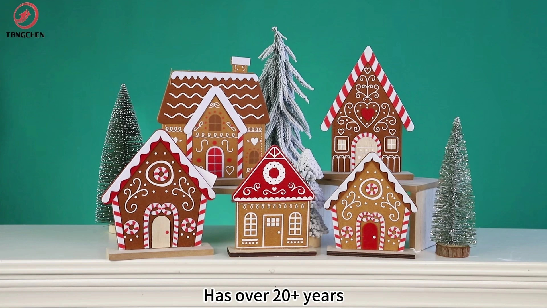 Felt Gingerbread House Christmas Village Decoration for Mantel Tabletop Farmhouse Indoor Ornament 1