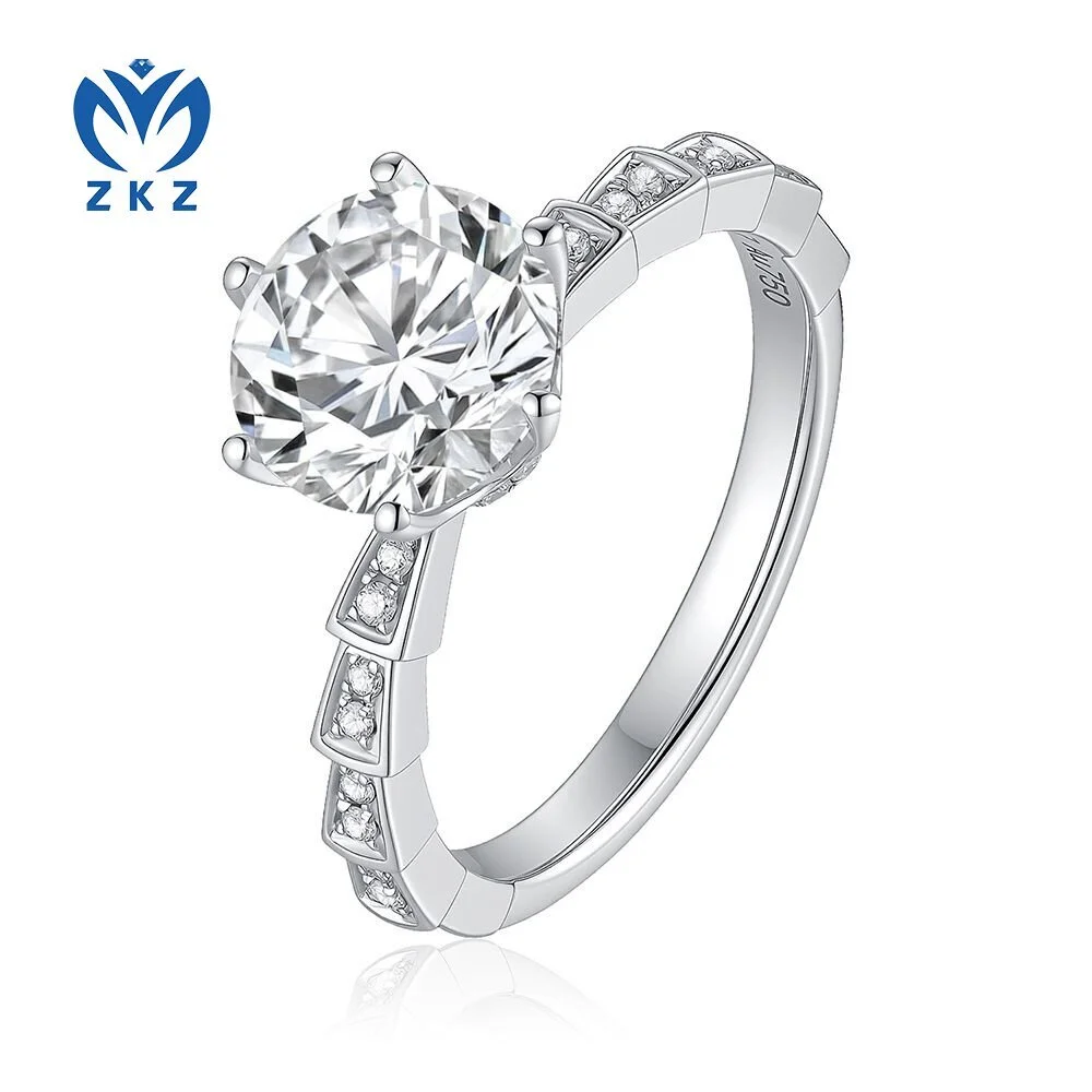 2.25ct DEF VVS Round Cut 18K White Gold Snake-shaped ring band Diamond Ring Size US 4.5 ZKZ-141 1