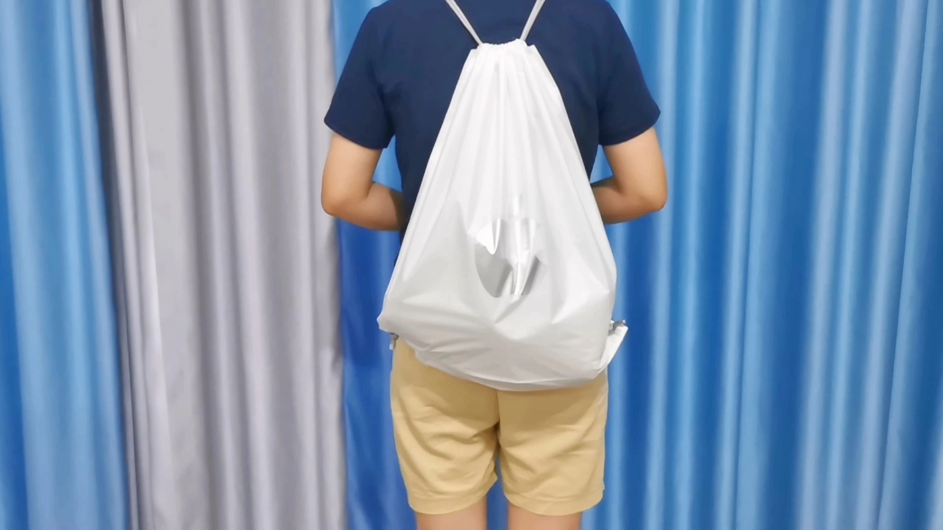 Custom Logo Eco-Friendly Recyclable Drawstring Sport Backpack Promotional Poly Bags with Custom Printing for Gym Use 1