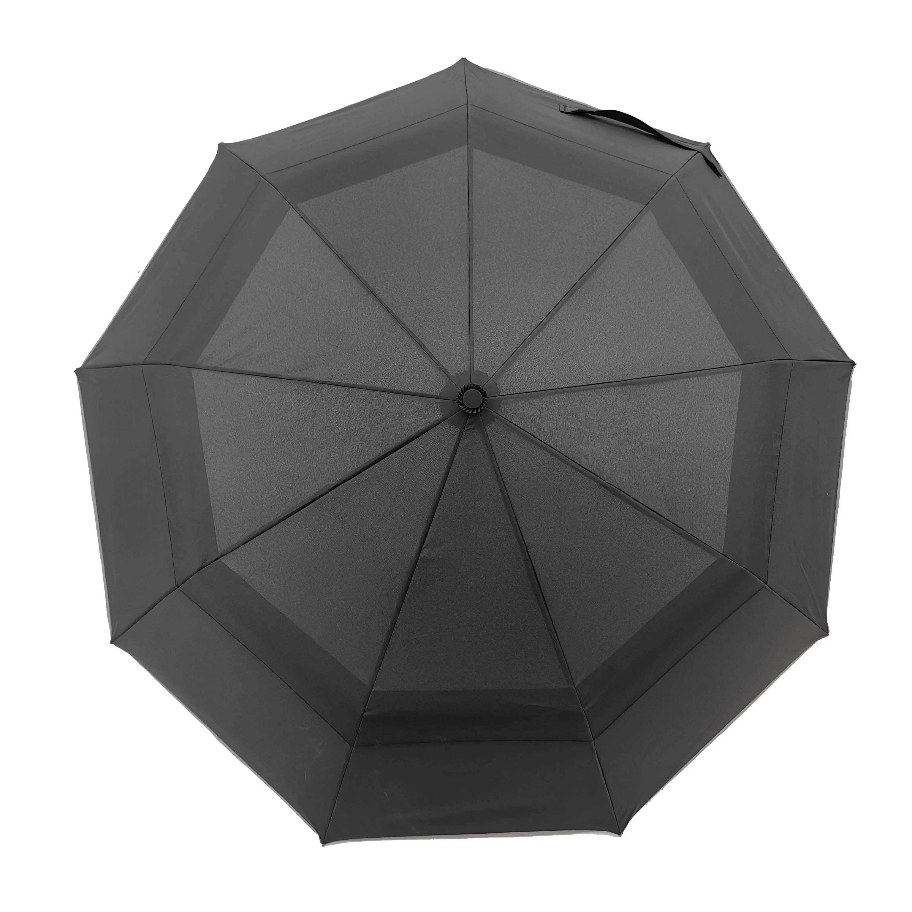 Fully Automatic Travel Umbrella with Wood Handle - Compact Strong Windproof & Double Vented 1