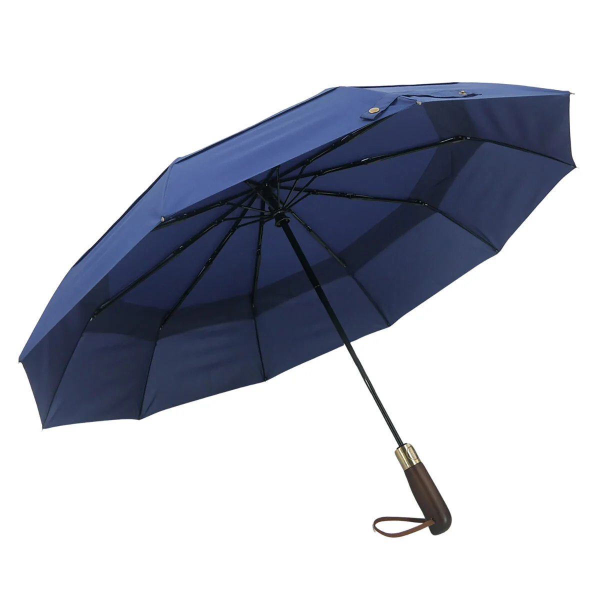 Automatic Folding Travel Umbrella Hardwood Handle Windproof Frame For Men's & Ladies 1