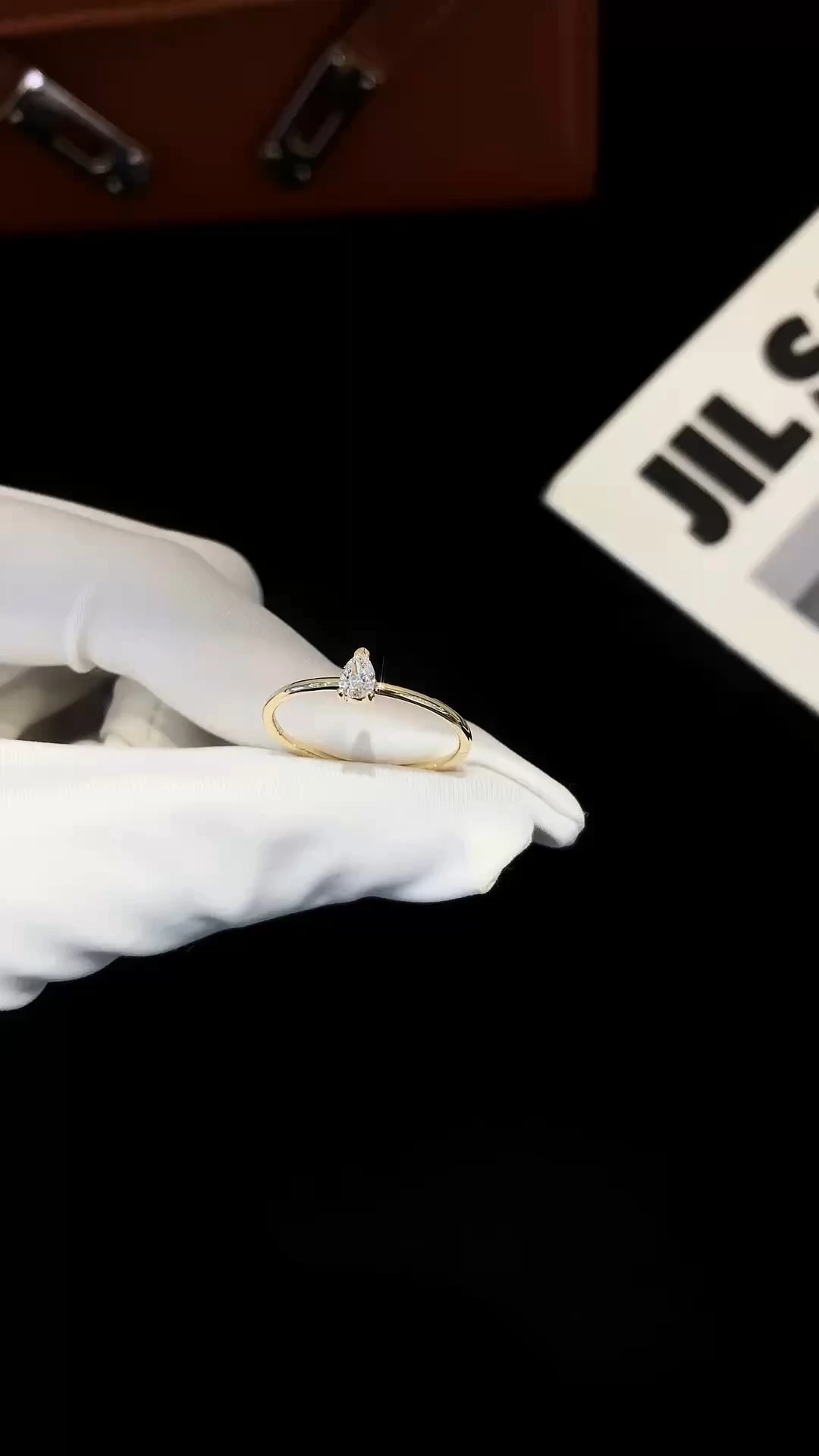 14K Solid Gold Custom Engagement Wedding Ring with Pear Cut Lab Diamonds Trendy Design for Women 1