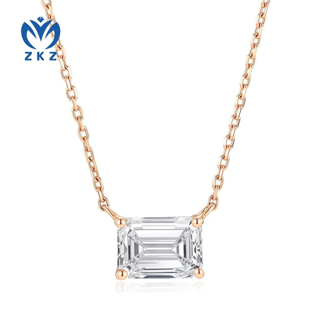 Lab-grown diamond emerald series necklace 18K yellow 1.017 carats D VVS ZKZ-76 1