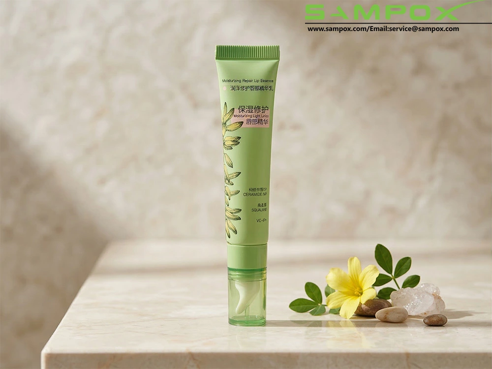 Tubo de bálsamo labial Botanical Green PE con aplicador de cerámica, 10 g, 19 mm 1