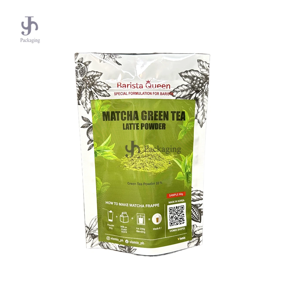 Custom Matte Stand-Up Pouch for Matcha Latte Powder | Food-Grade Barista Packaging Bags 1
