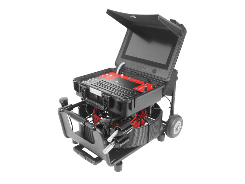 Dual Cable reel Dual Camera Head 17mm & 23mm Self-leveling  Pipe Camera System 1