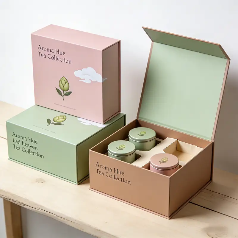 مجموعة حقائب يد كبيرة قابلة لإعادة التدوير مصنوعة من ورق مقوى صلب، بشعار بنمط مخصص، مناسبة للشاي الأخضر والقهوة، عبوة محمولة، تغليف فاخر غير لامع، علبة هدايا 1