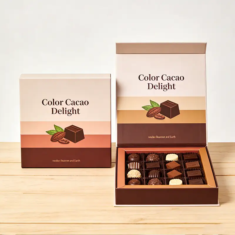 علب تغليف شوكولاتة ترافل قابلة لإعادة التدوير بشعار مصنع مخصص، مصنوعة من ورق مقوى أبيض مربع الشكل، علبة هدايا صلبة 1