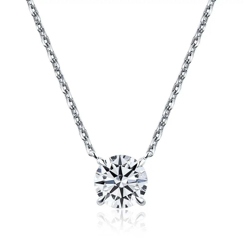 MSN-961 Custom 1.5CT D VS1 Round  Lab Diamond 18K White gold Necklace（Half） 1