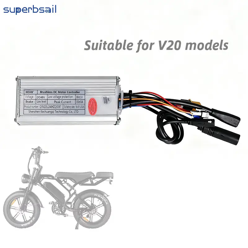 Controller 48V 15A 30-32km/u Zwarte motorkabel voor QM V20 elektrische fiets Reserveonderdeel Accessoires Vervanging-V20EB-01F 1