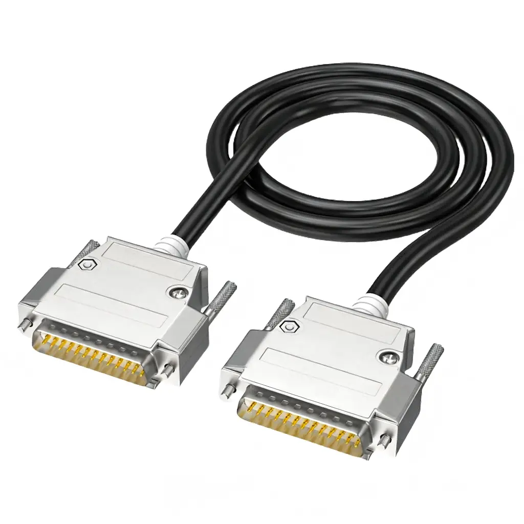 DB25 Male-to-Male RS232 Cable — Die‑cast Metal Shells 1