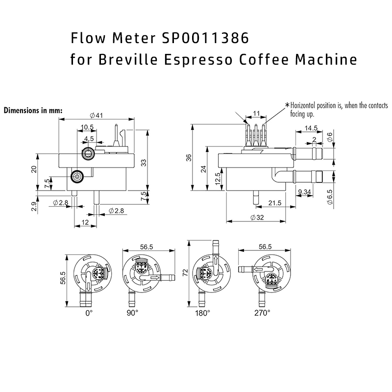 مقياس تدفق SP0011386 لماكينة إسبريسو بريفيل سيج BES870 BES878 BES920 BES980، بديل لمستشعر تدفق المياه أوراكل تاتش 3