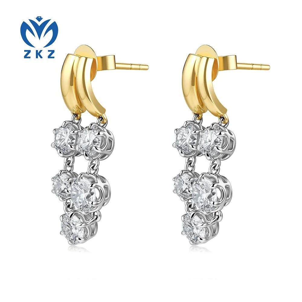 18K white 2.08-carat DEF VVS laboratory-grown diamond round earrings ZKZ-223 1