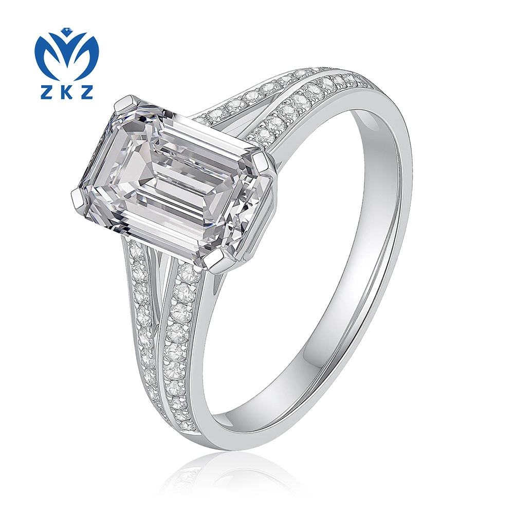 Lab-Grown Emerald -Cut DEF VVS 2.168 ct Diamond Double Band Diamond  Ring Ring Size US6 ZKL-106 1