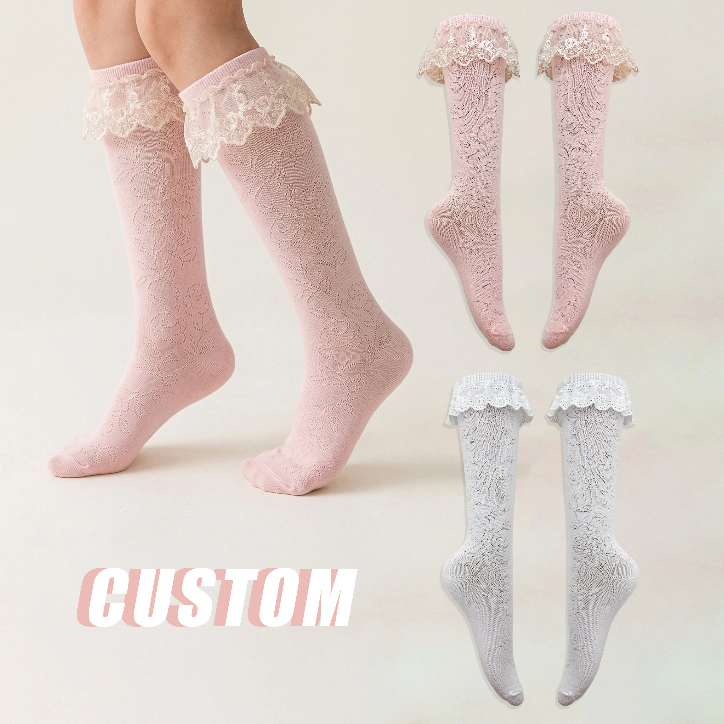 Детские носки с кружевом и оборками, школьные носки, повседневные вязаные носки HYC-149 1