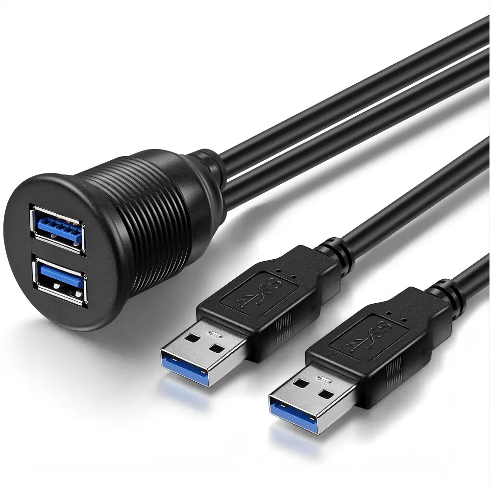 Waterproof Dual USB 3.0 A Male-Female Cable (1)