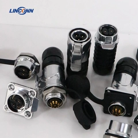 2-9 pinli dairesel metal su geçirmez konnektör, arka kilitli dişi soketli lehim plakalı terminal 1