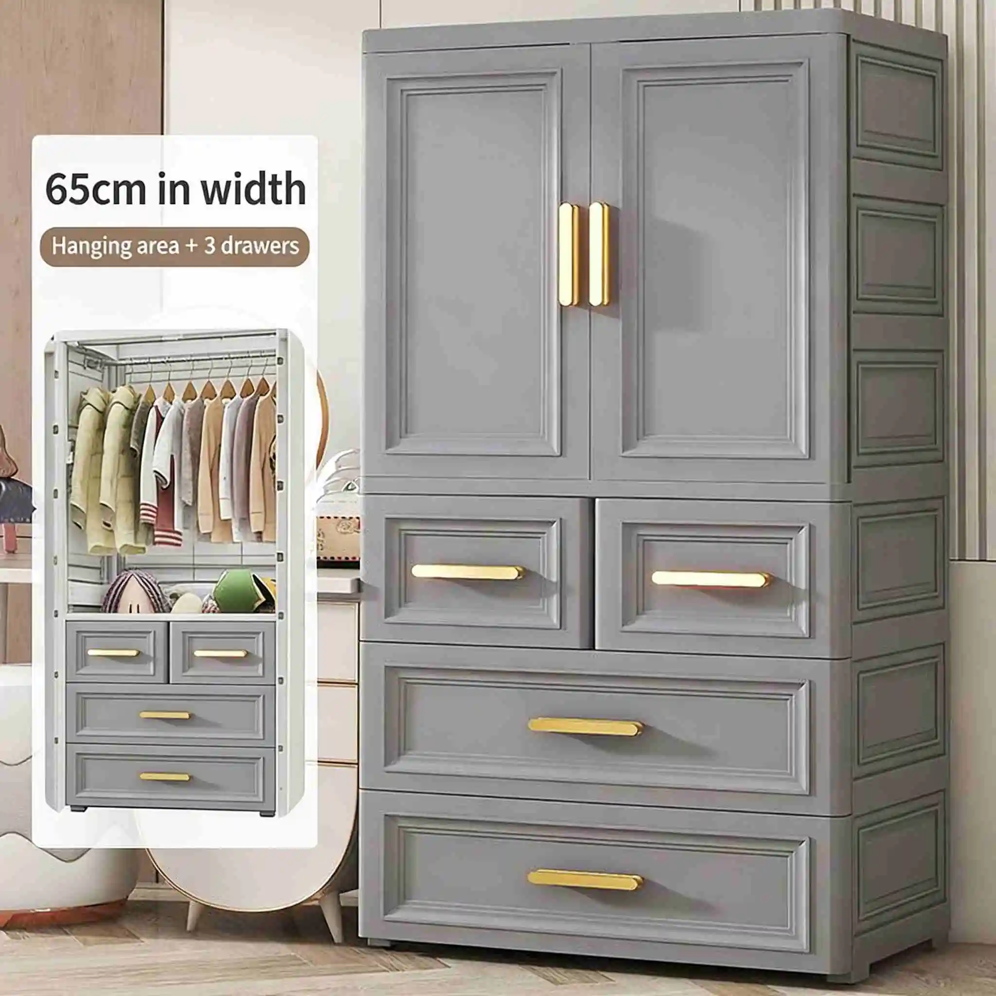 European Wardrobe with Foldable Shelves | Custom Plastic Wardrobe Factory - HongXing 1