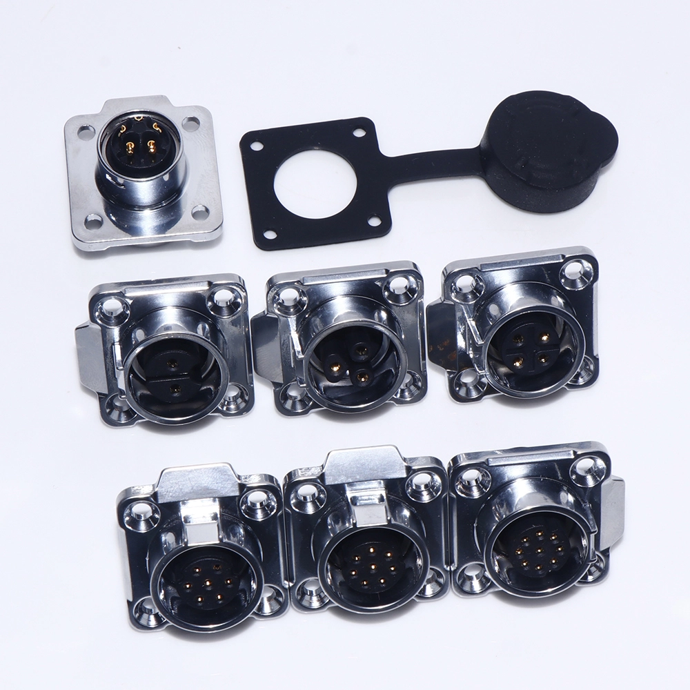 2-9 pimli 4 delikli kare flanşlı havacılık soketi kaynaklı dişi metal taban 1