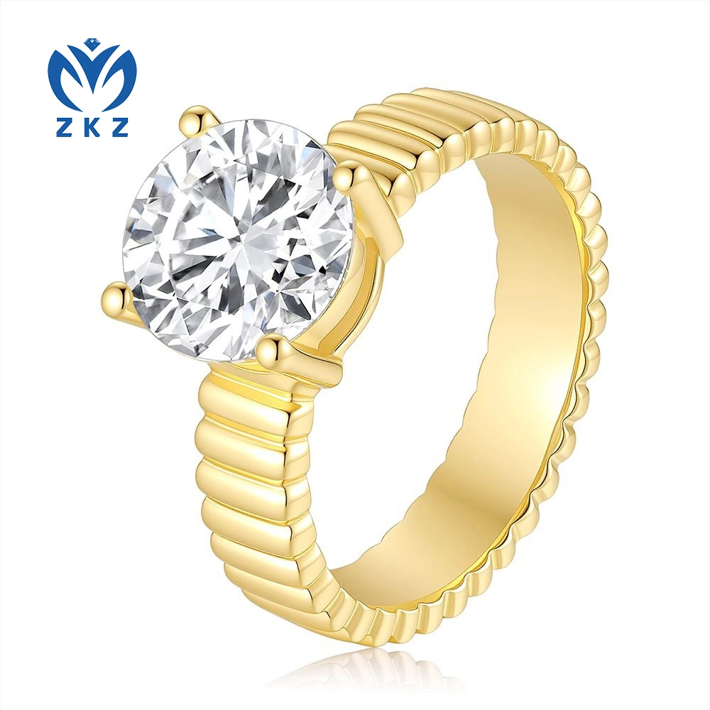 2.15CT DEF VVS Lab-grown Round Ripple Band Four Prong Ring, US 6 ZKZ-137 1