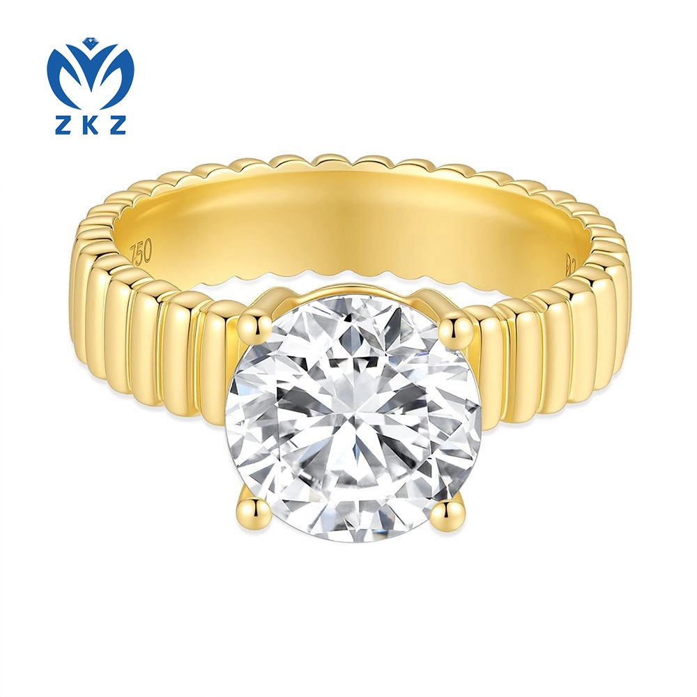 2.15CT  DEF VVS Lab-grown Round Ripple Band Four Prong Ring, US 11, ZKZ-137 1