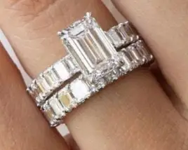 Messi Jewelry Customize Emerald 2.85CT E VVS2 Platinum Engagement ring & Eternity Ring For Ms.Sarah Beraha 1