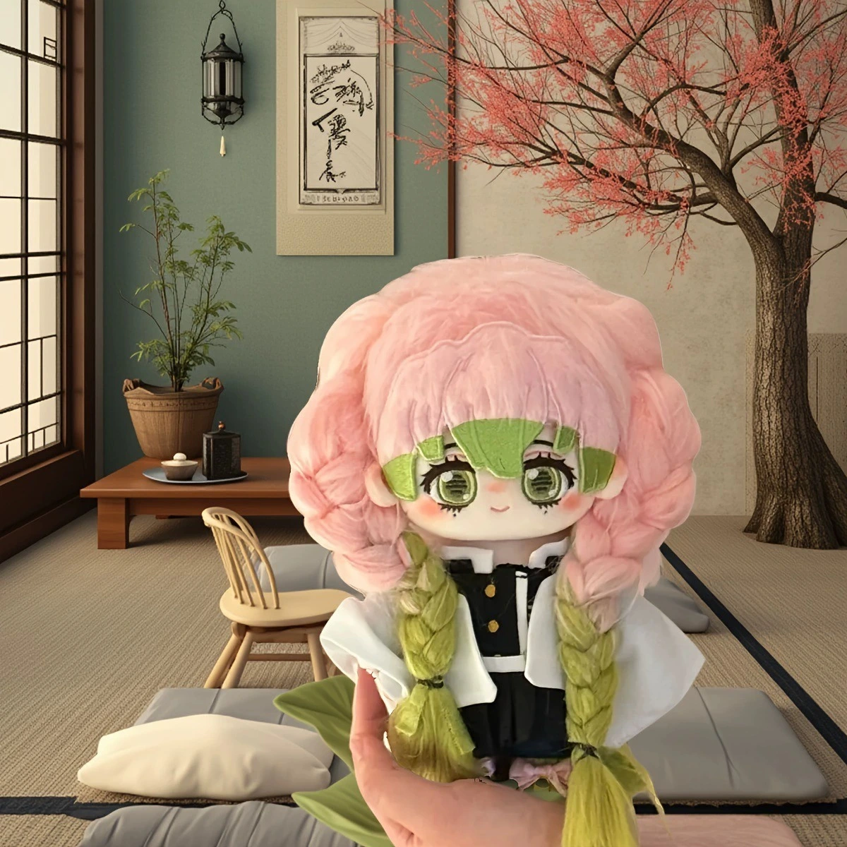 Demon Slayer Mitsuri Kanroji Cotton Doll Plush 20cm Soft Stuffed Anime Doll, Kimono Outfit, Ideal for Fan Collection & Gifting 1