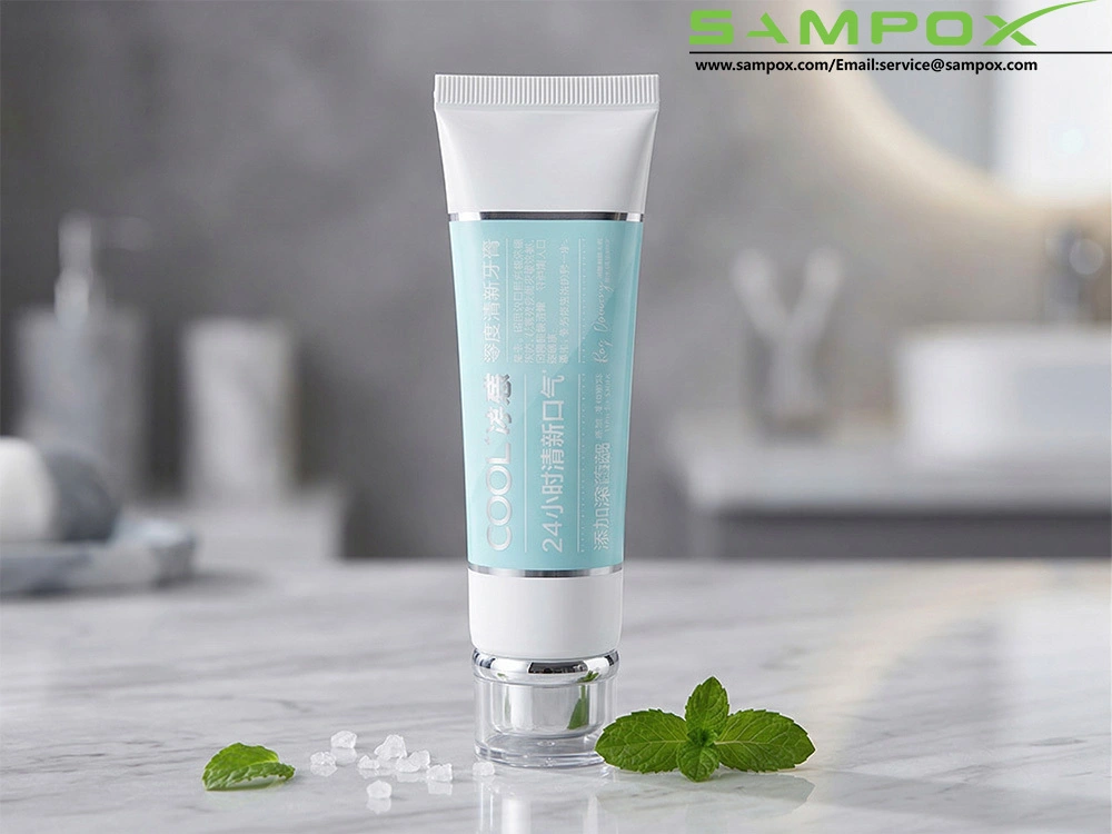 หลอดยาสีฟัน PBL สีน้ำเงินเข้มพรีเมียม ขนาด 120 กรัม 40 มม. พร้อมการปั๊มร้อนและฝาอะคริลิก 1