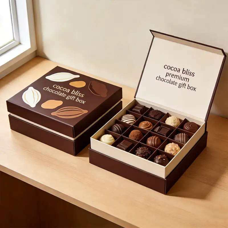 علب هدايا زفاف صغيرة رائعة مصنوعة من ورق مقوى مموج قابل لإعادة التدوير، مربعة الشكل، بقاعدة وغطاء بنقوش مخصصة، مثالية لتغليف الهدايا وتوزيعها. 1