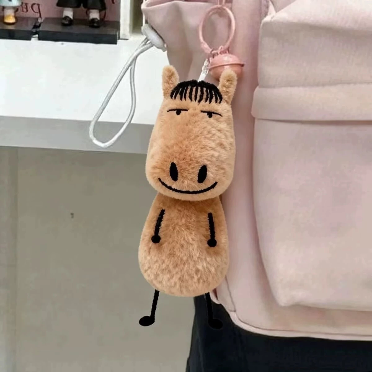 Funny Lazy Horse Plush Keychain 12cm Soft Stuffed Doll, Slouchy Face Design, Ideal for Bag Charm & Gifting 1