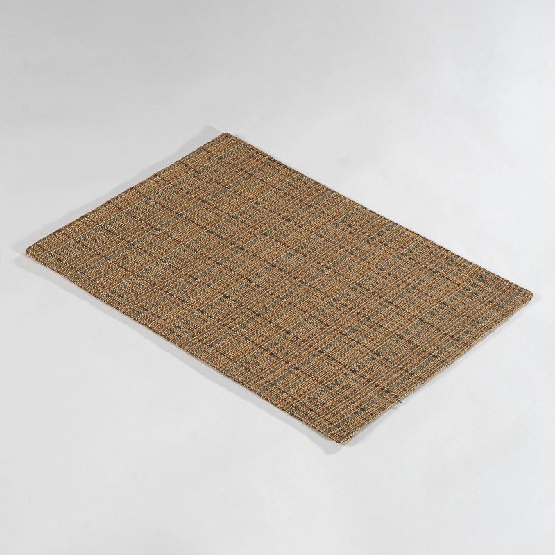 Set de table en lin orange rayé élégant